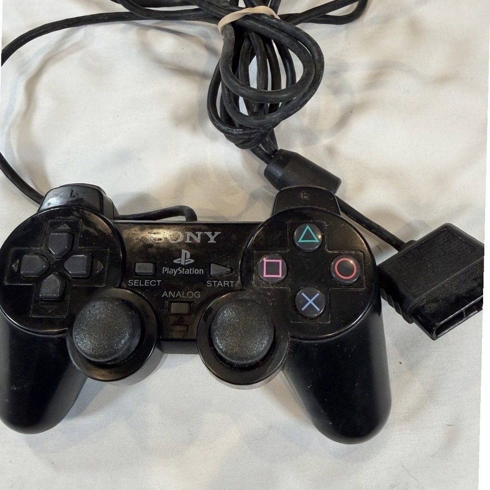 Sony PlayStation DualShock Controller Black PS1‎ PS2 OEM Analog Untested